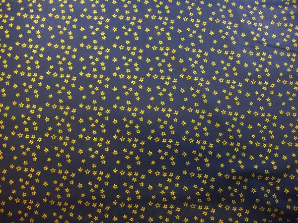 WEIHNACHTSSTOFF dunkelblau mit goldenen Sternen, Baumwolle 0,5m
