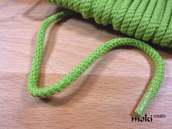 kiwifarbene Kordel gedreht oder geflochten in 3 verschiedenen Stärken