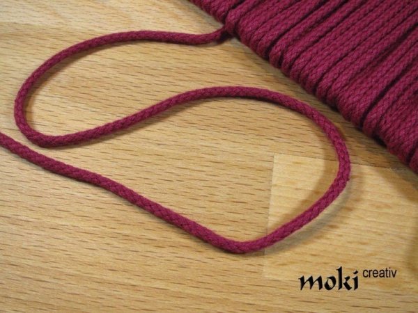Baumwollkordel in brombeer gedreht oder geflochten in 2 verschiedenen Stärken