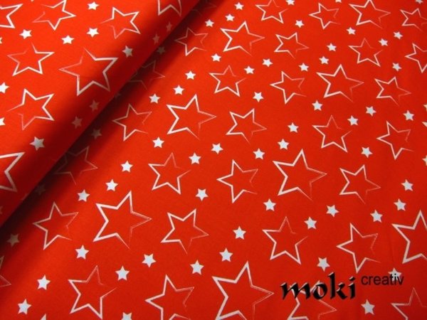 Stoff Sterne rot weiß gemustert Baumwollstoff 0,5m