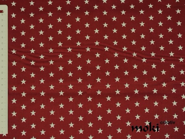 Stoff Sterne dunkelrot weiß gemustert Baumwollstoff 0,5m