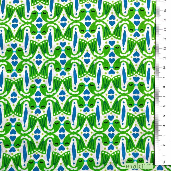 Stoff Surprise Surprise by Jolijou grün blaues Muster  0,5m SWAFING