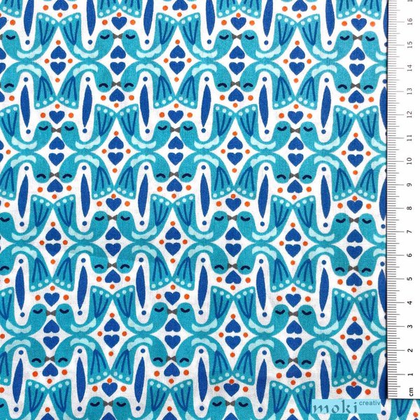 Stoff Surprise Surprise by Jolijou türkis blaues Muster  0,5m SWAFING