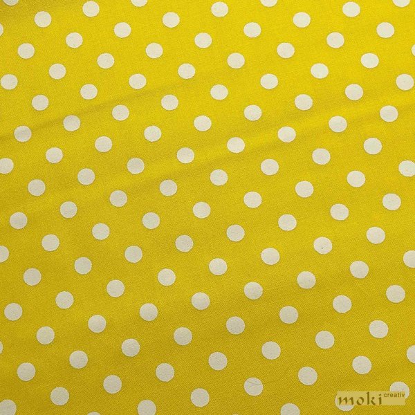 Gelber Stoff, weiße Punkte 7mm,  0,5m SWAFING