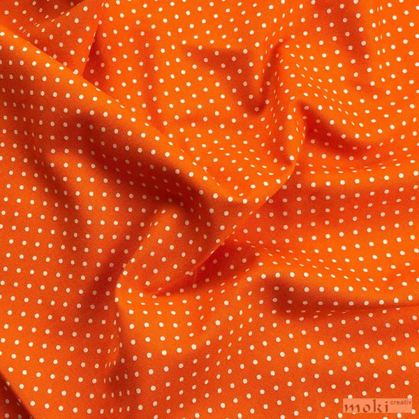 Stoff in orange mit kleinen weißen Pünktchen 2mm 0,5m SWAFING