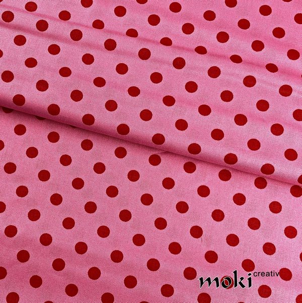Punktestoff rosa/rot, 7mm gepunktet,  0,5m